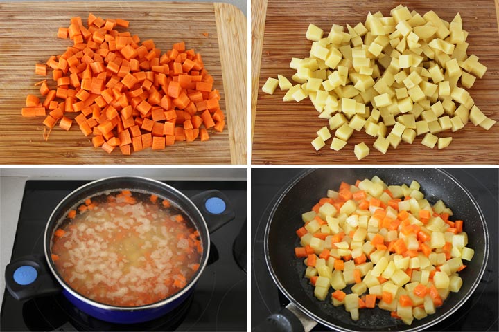 Patatas y zanahorias para guarnición