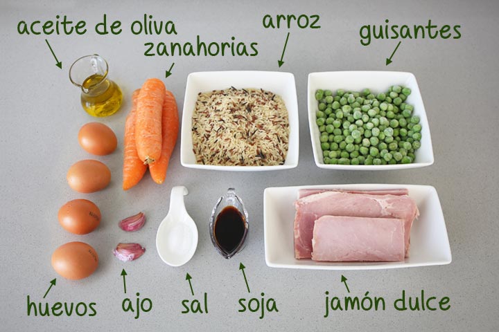 Ingredientes para hacer arroz tres delicias