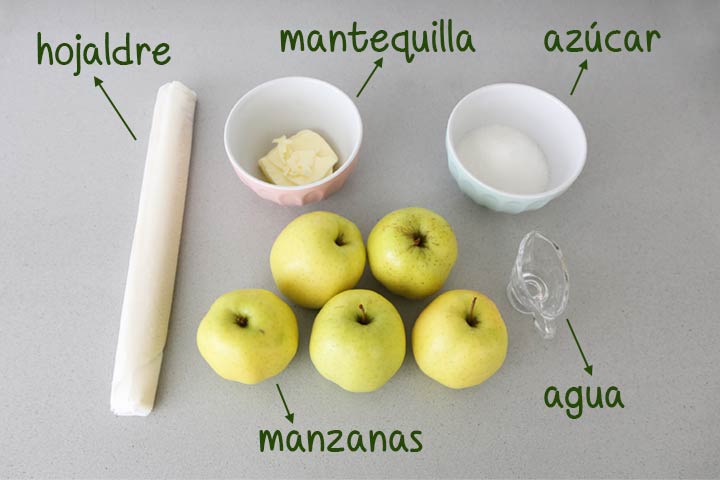 Ingredientes para hacer tarta Tatin