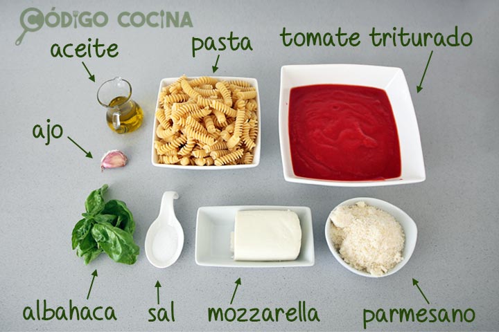 Ingredientes para hacer pasta a la sorrentina