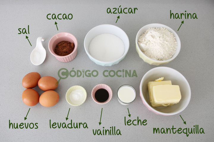 Ingredientes para hacer bizcocho marmolado