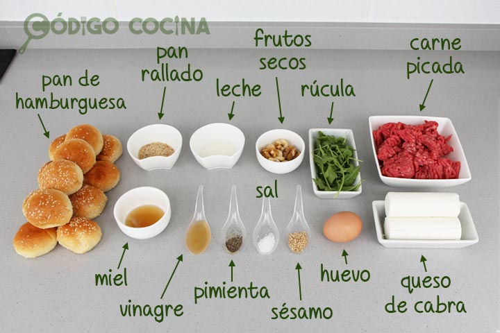 Ingredientes para hacer hamburguesas de queso de cabra