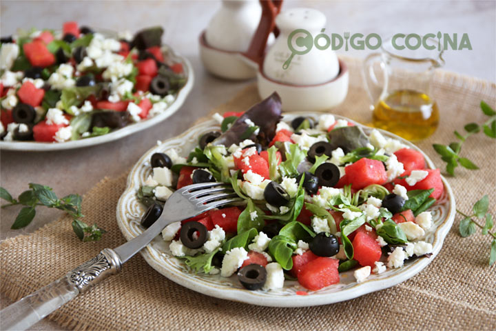 Ensalada de sandía y queso feta