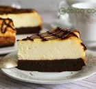 Tarta de queso con base de brownie