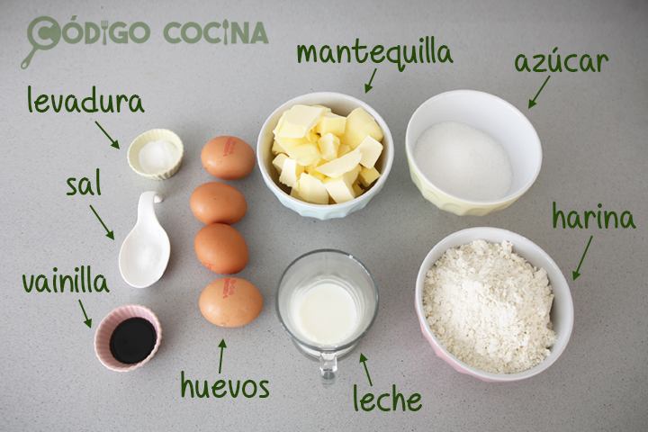 Ingredientes para hacer bizcocho de vainilla