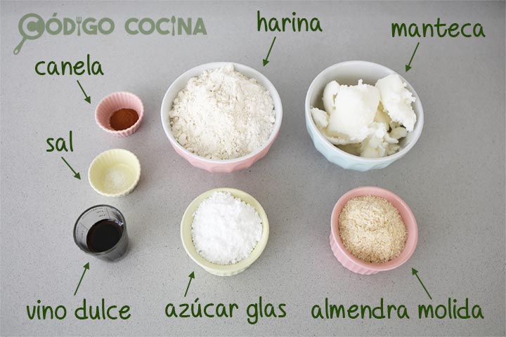 Ingredientes para hacer mantecados de canela