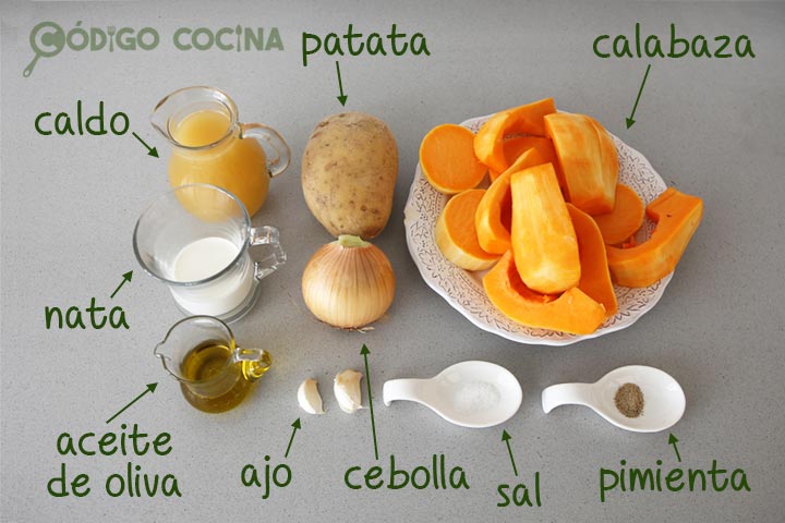 ingredientes crema calabaza asada