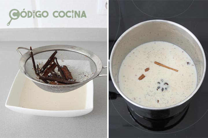 Leche infusionada con especias: canela, anís, nuez moscada...