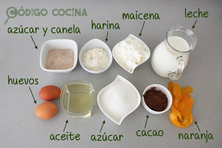 Ingredientes para hacer leche frita de chocolate