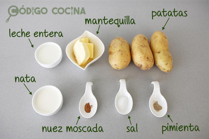 Ingredientes para hacer puré de patatas cremoso