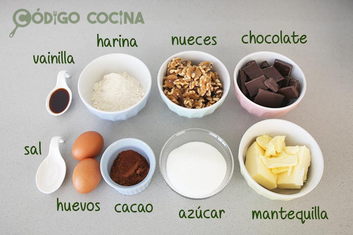 Ingredientes para brownie chocolate
