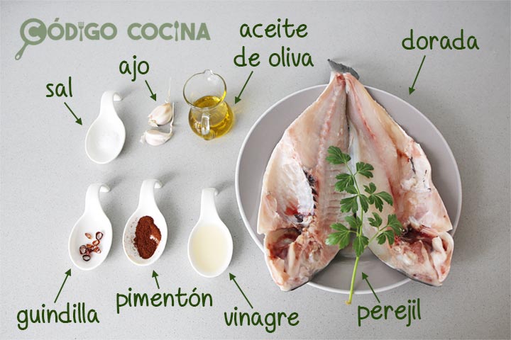 Ingredientes para hacer dorada a la bilbaína