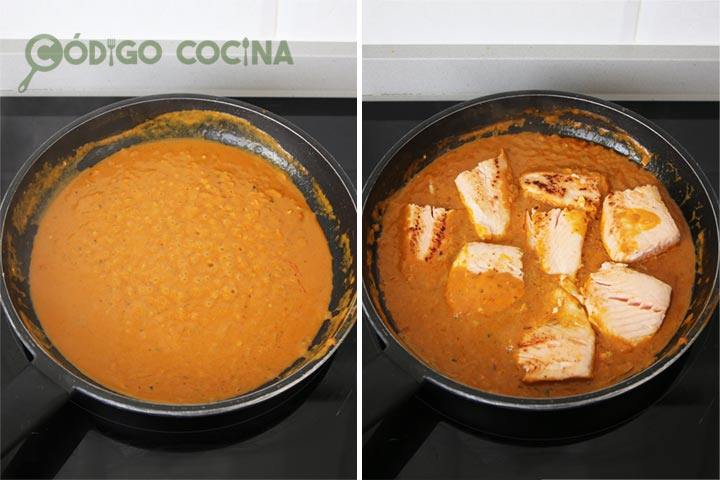 Salsa al curry con leche de coco para pescado