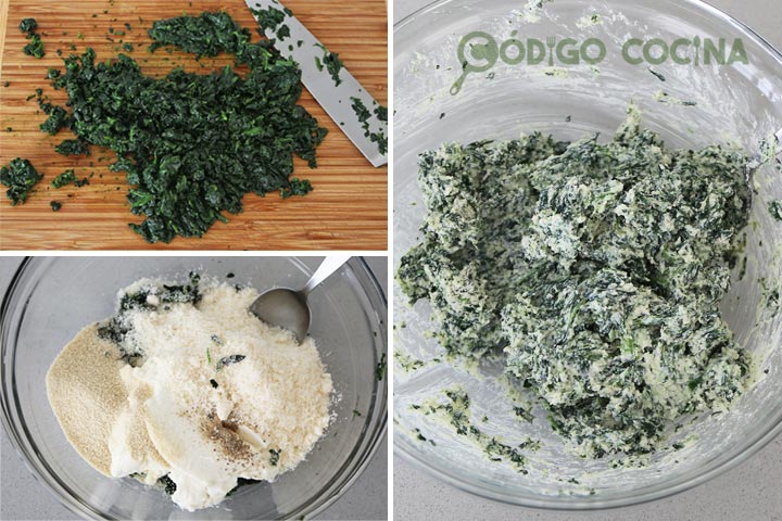 Masa de queso ricotta y espinacas