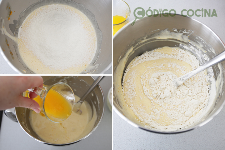 Masa de bizcocho de naranja esponjoso