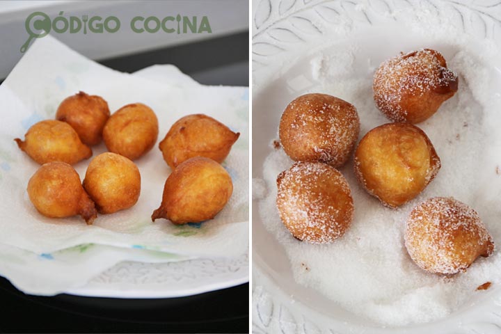 Buñuelos de viento con azúcar