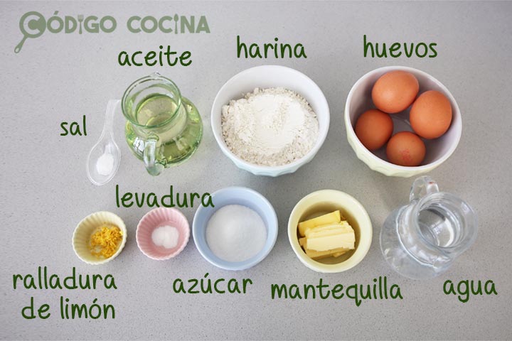 Ingredientes para hacer buñuelos de viento de toda la vida