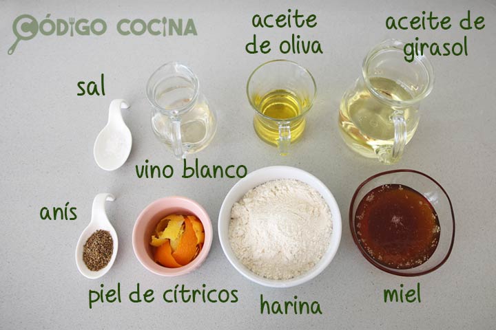 Ingredientes para hacer pestiños de miel