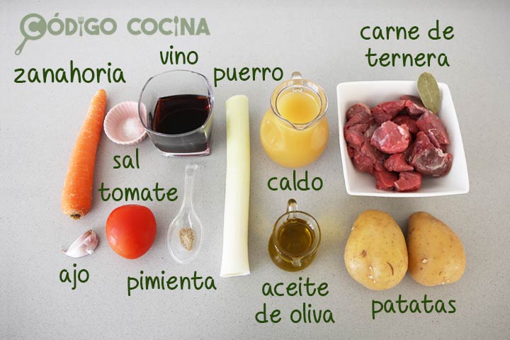 Ingredientes para hacer estofado de ternera con patatas