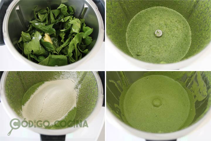 Masa para hacer crepes con espinacas