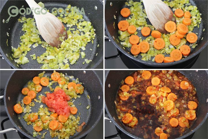 Sofrito para hacer estofado de ternera con patatas