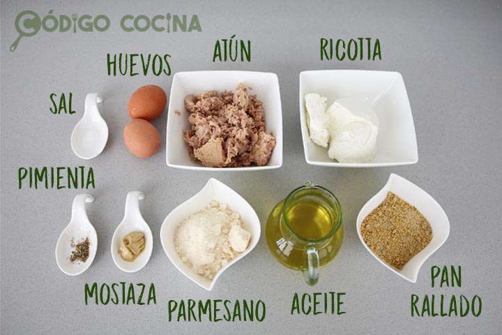 Ingredientes para hacer croquetas de atún y ricotta