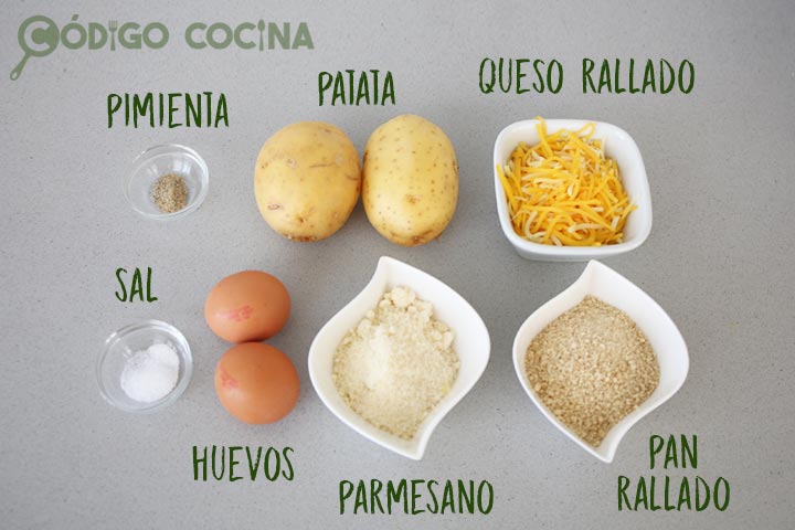 Ingredientes para hacer bolitas de patata y queso en freidora de aire