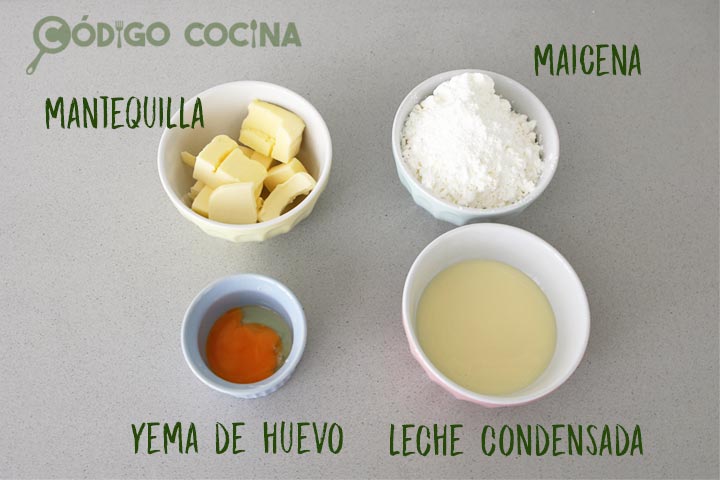 Ingredientes para hacer galletas de maicena y leche condensada
