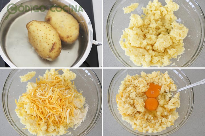 Puré de patata con queso rallado, parmesano y huevos