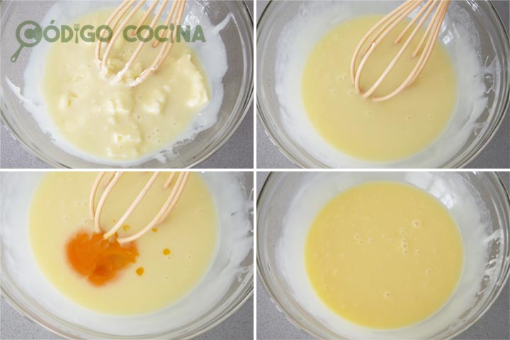 Leche condensada, con mantequilla y yema de huevo
