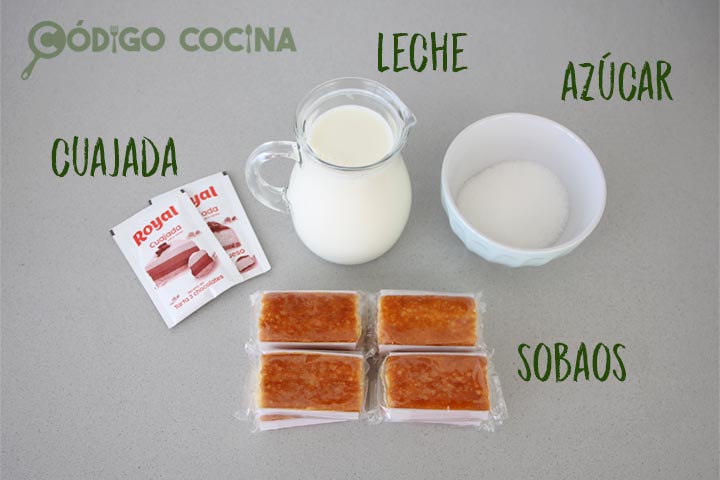 Ingredientes para hacer tarta de cuajada con sobaos pasiegos