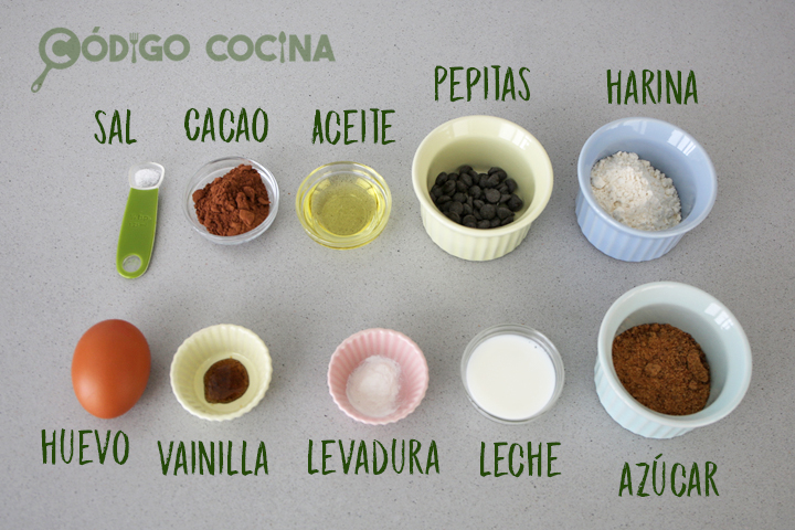 Ingredientes para hacer mug cake de chocolate