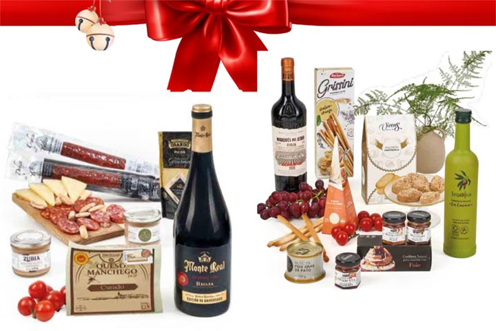 Surtido de productos gourmet para Navidad